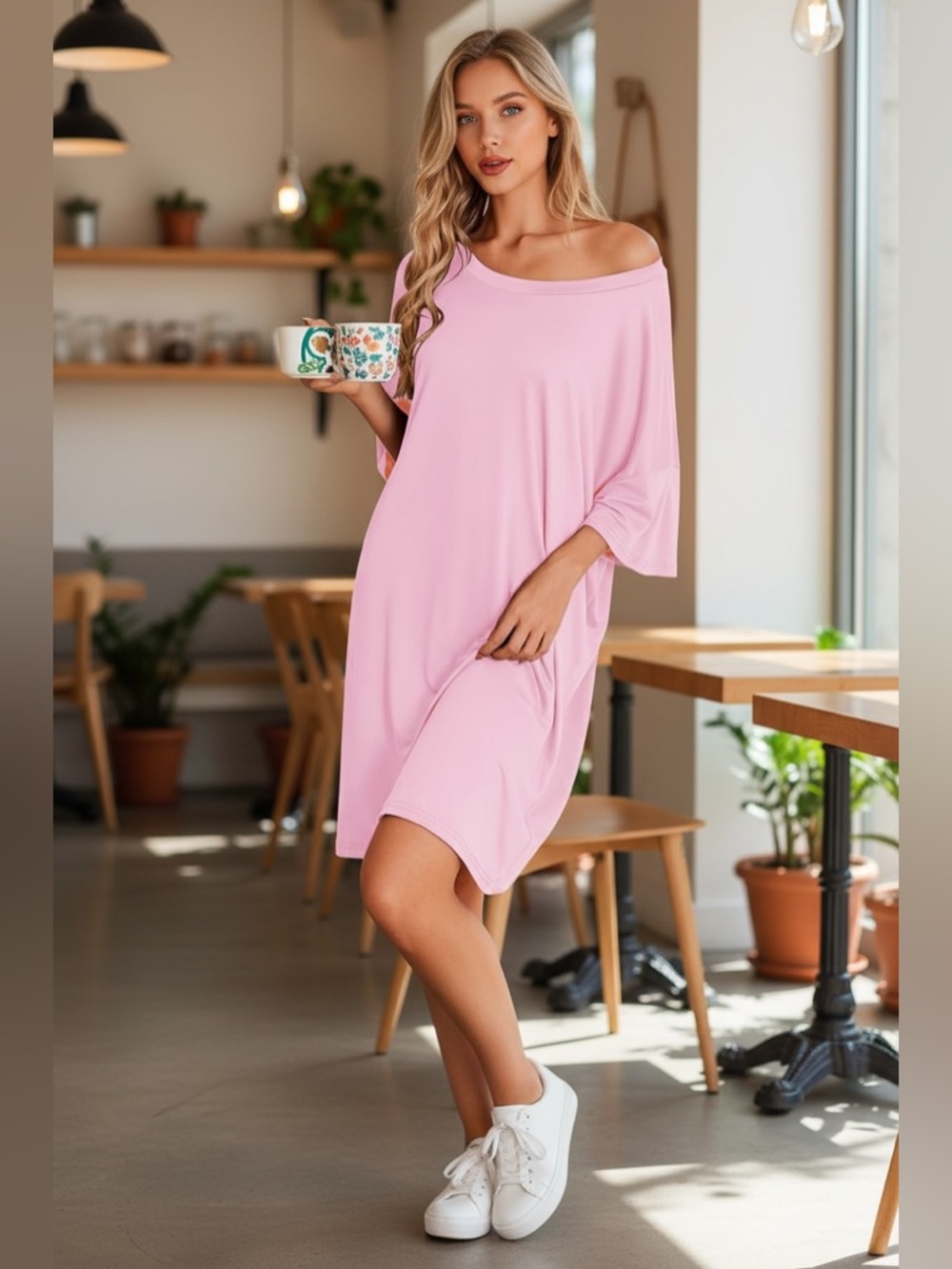Women’s Bamboo Viscose Nightgown – Soft Loose Sleep Shirt
